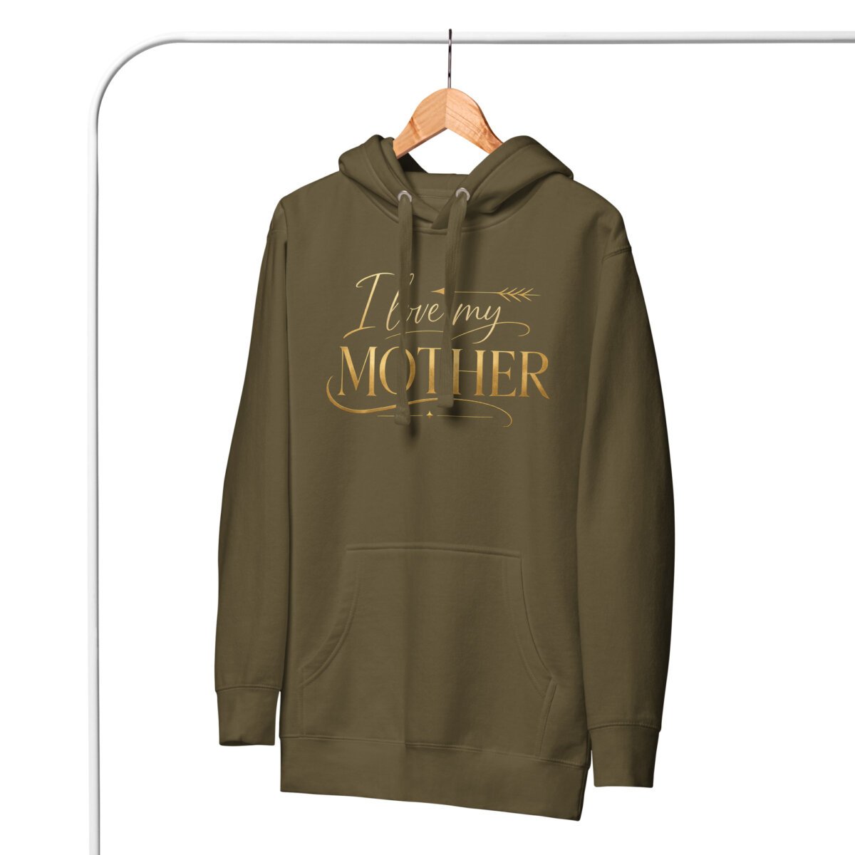 cotton-heritage-m2580-i-unisex-premium-pullover-hoodie-military-green-front-69a4c7581fa0b.jpg I Love My Mother Hoodie