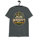 Front view of black Teacher T-Shirt featuring the Mindshift Dept Teach Guide Grow artwork
