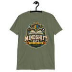 Front view of black Teacher T-Shirt featuring the Mindshift Dept Teach Guide Grow artwork