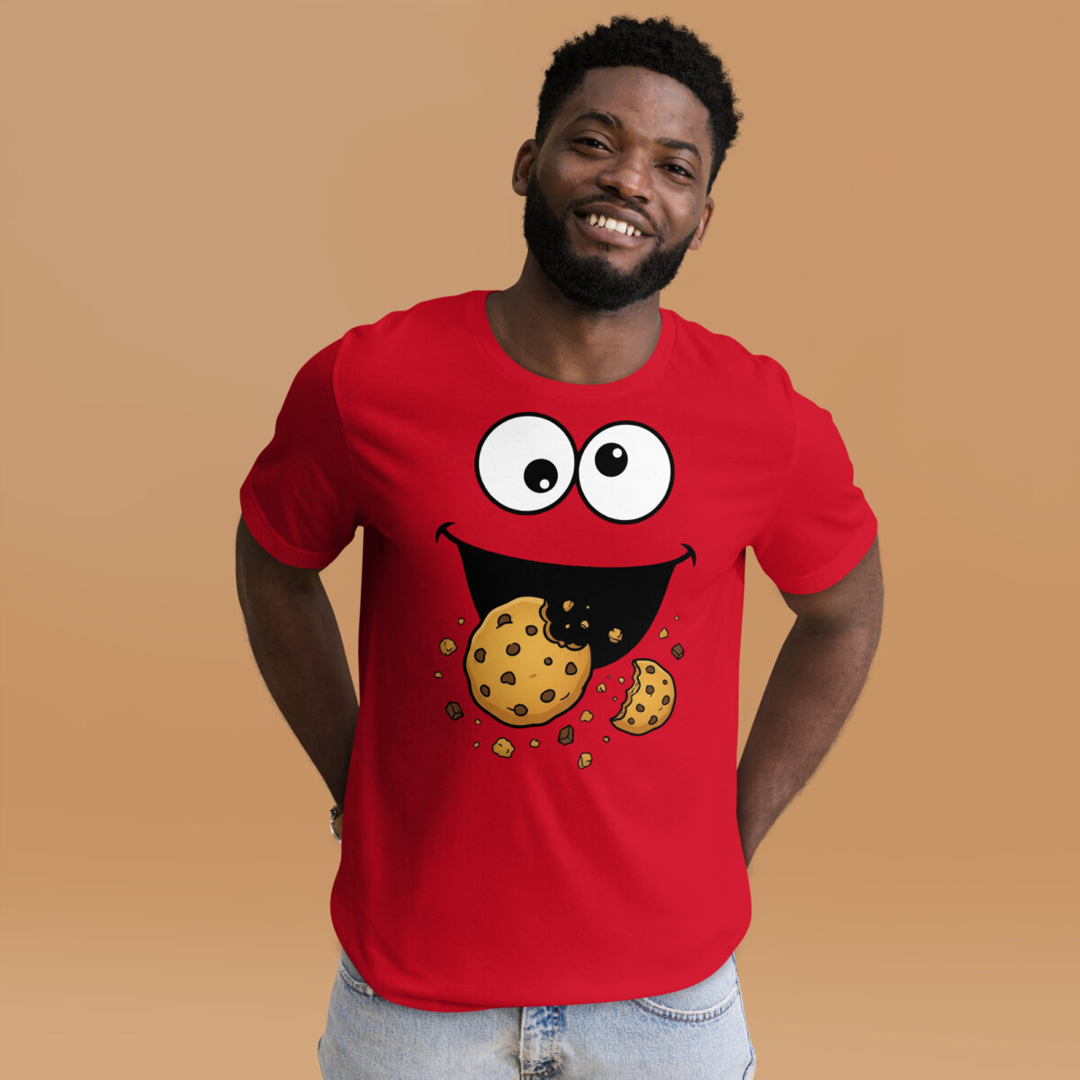 unisex-staple-t-shirt-red-front-2-6ade6479c47b7.jpg Cookie Monster Shirt